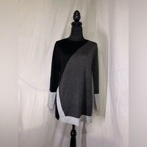 Crewneck Color block Black Grey Sweater Vince Camuto Medium
